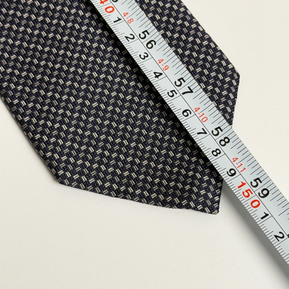 Brooks‎ Brothers Makers & Merchants Navy Silver Geometric Micro Pattern Silk Tie - Picture 6 of 6